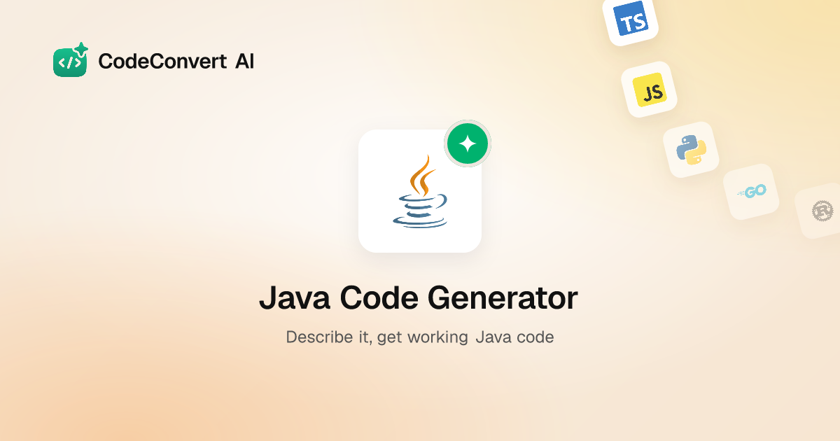 Free Java Code Generator - AI-Powered | CodeConvert AI