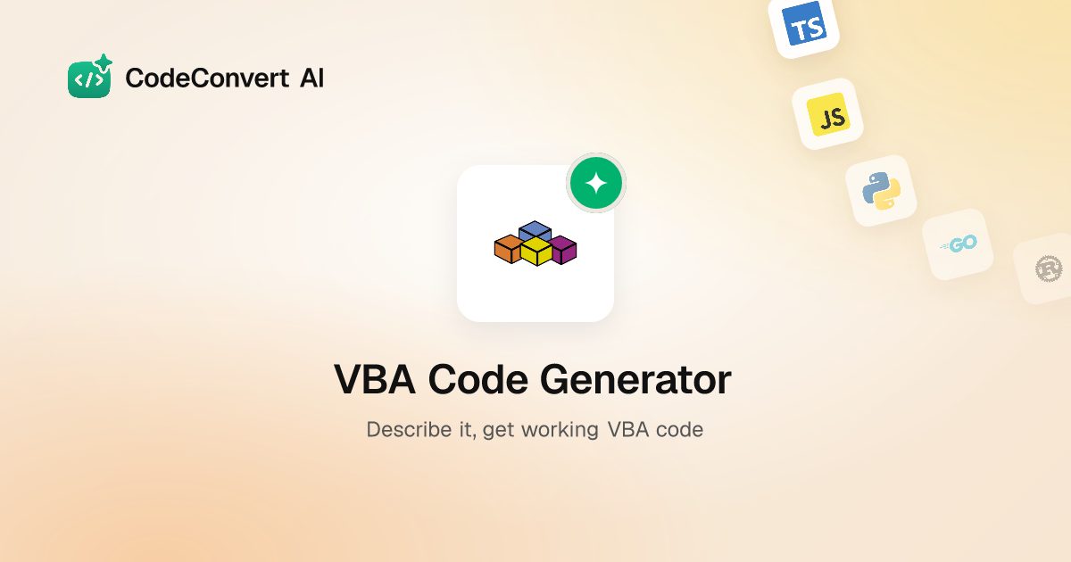 Free VBA Code Generator - AI-Powered | CodeConvert AI